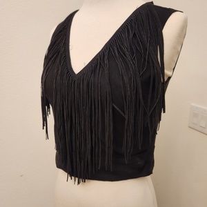 Zara Fringe Top - Faux Suede